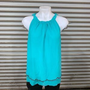 Naked Zebra green sleeveless top with hem detail